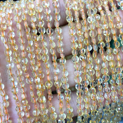 Citrine Coin Faceted Beads 4mm 15''