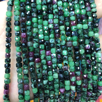 Ruby Zoisite Cube Faceted Beads 4mm 15''