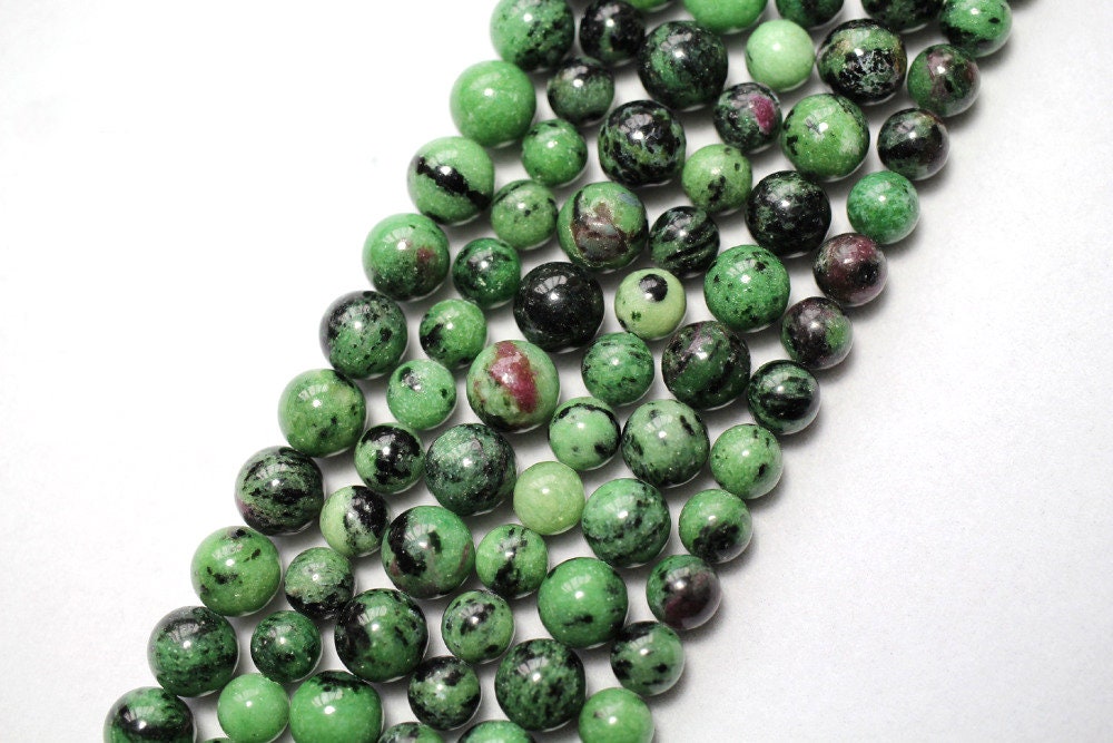 Ruby Zoisite, Naturlig Ædelsten, Rund Sten, 6mm 8mm 10mm 12mm 15''