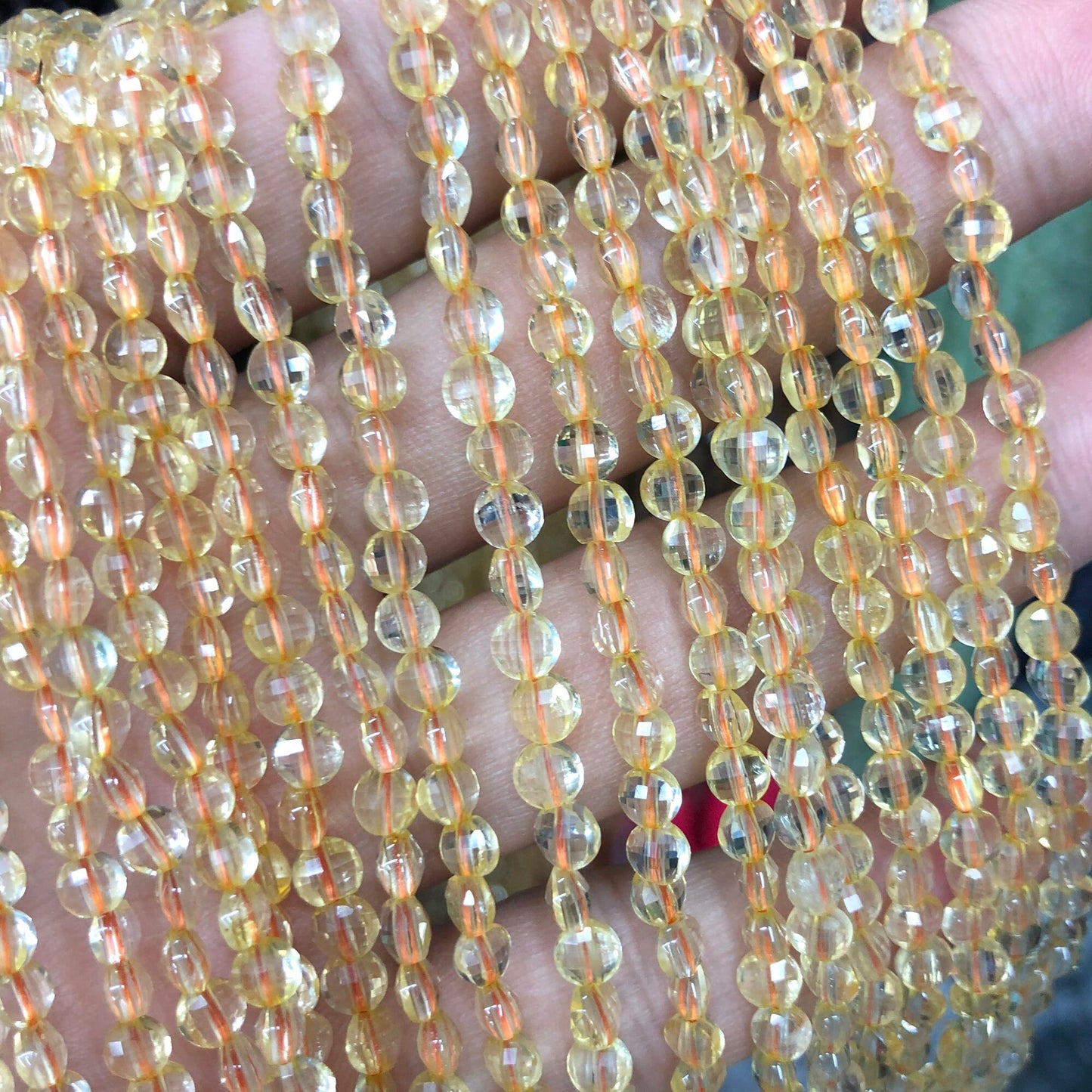 Citrine Coin Faceted Beads 4mm 15''