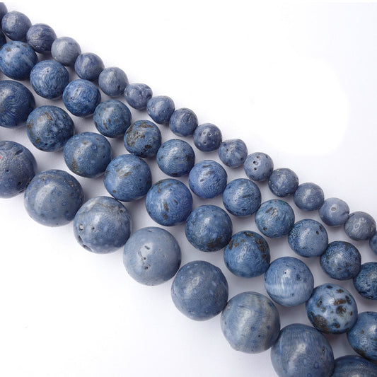 Blue Coral Beads 4mm 6mm 8mm 10mm 12mm 15''