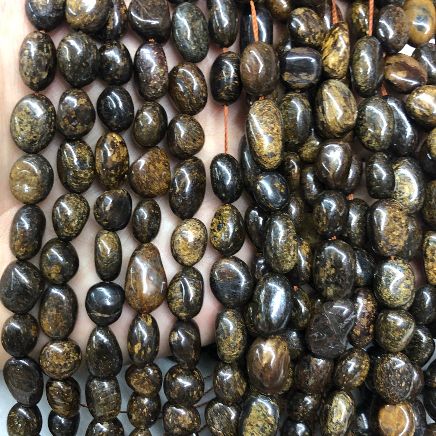 Perles de pépites de bronzite 8-12 mm 15''