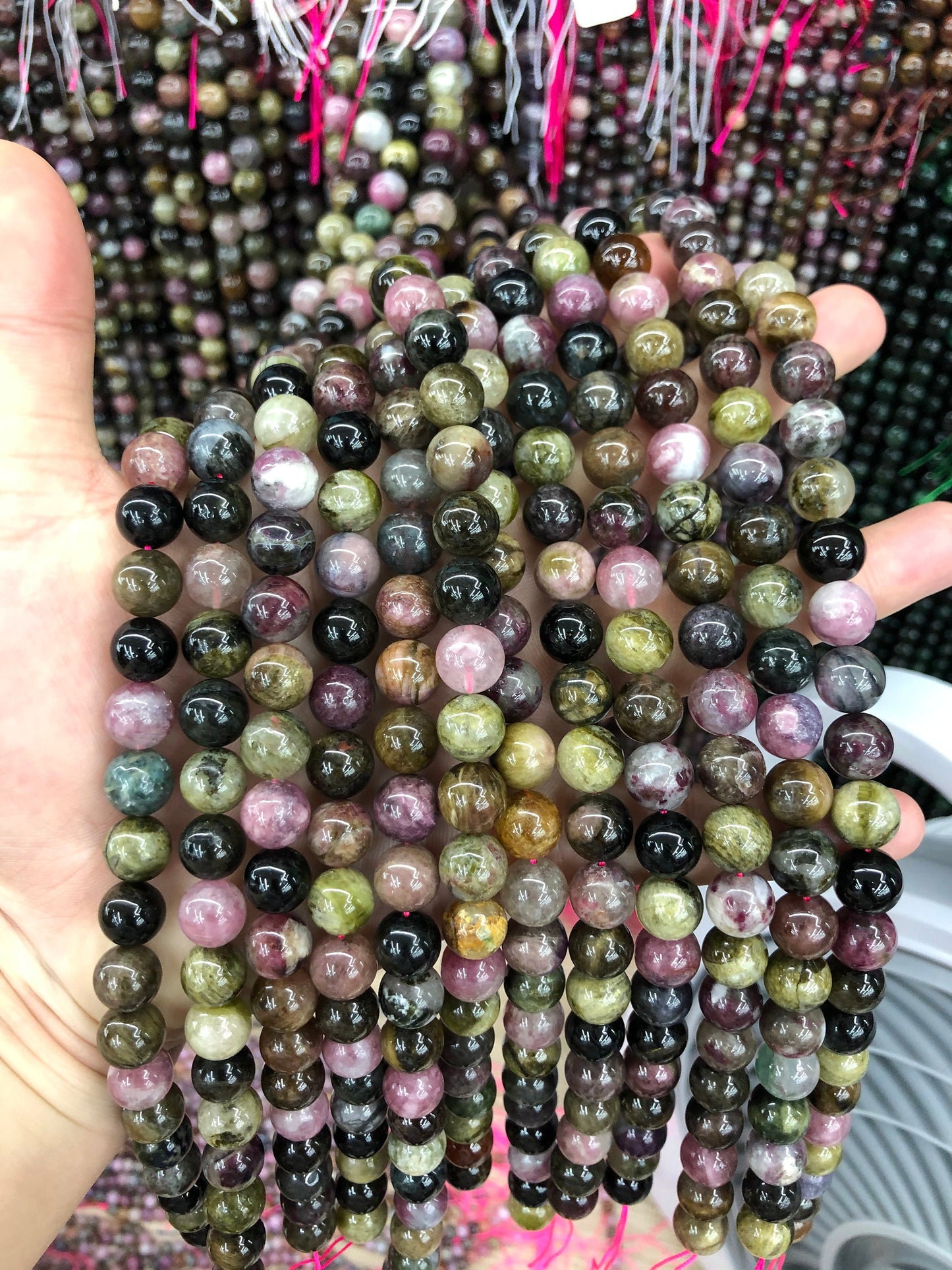 Genuine Rainbow Tourmaline Beads Natural Gemstone Beads 6mm 8mm 10mm 15''