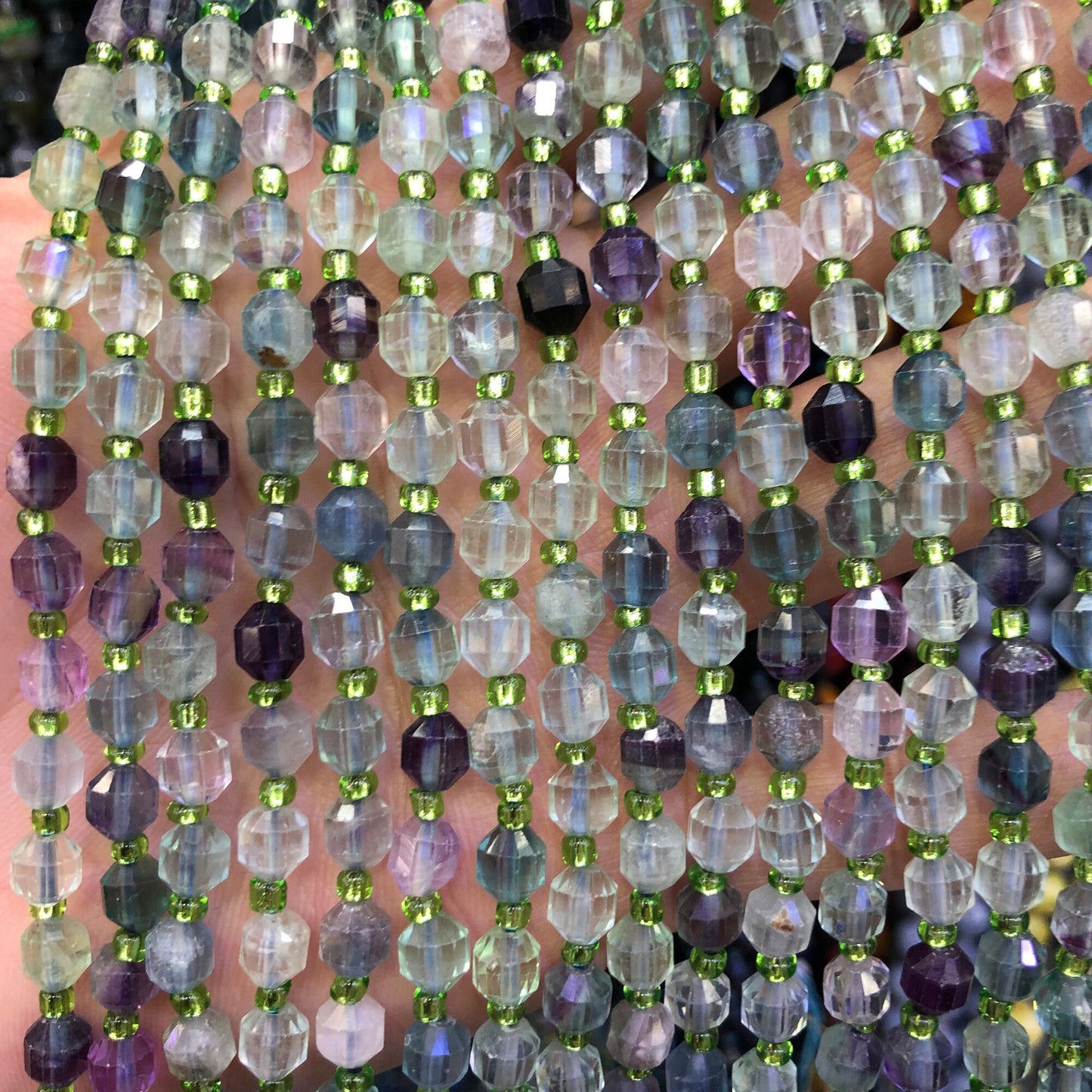 Rainbow Fluorite Faceted Beads 6mm 8mm 15''