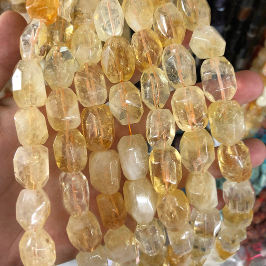 Genuine Citrine Stone Nugget Faceted Quartz Beads12-15x16-20mm 17pcs