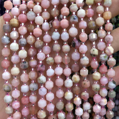 Pink Opal Tube Faceted Beads Natural Gemstone Beads 6mm 8mm 10mm 15''