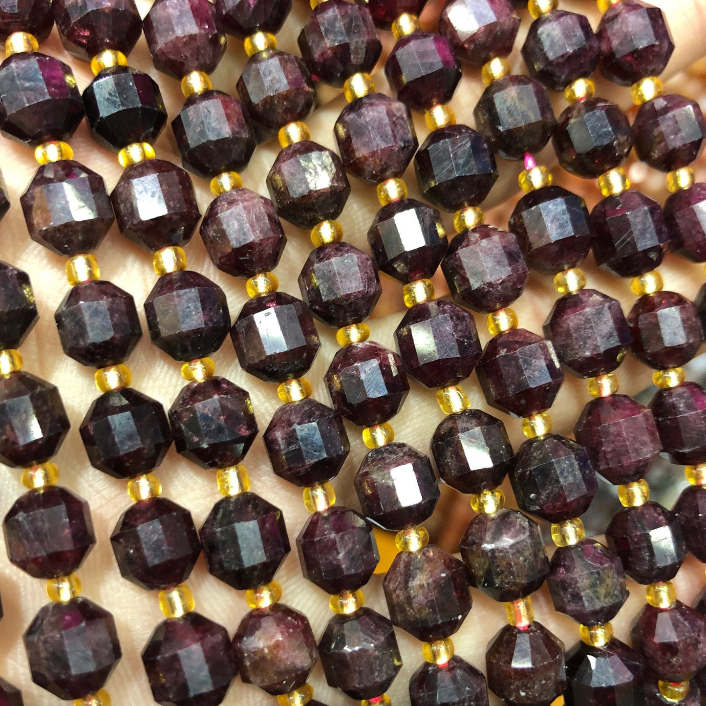 Red Garnet Tube Faceted Beads 8mm 15''