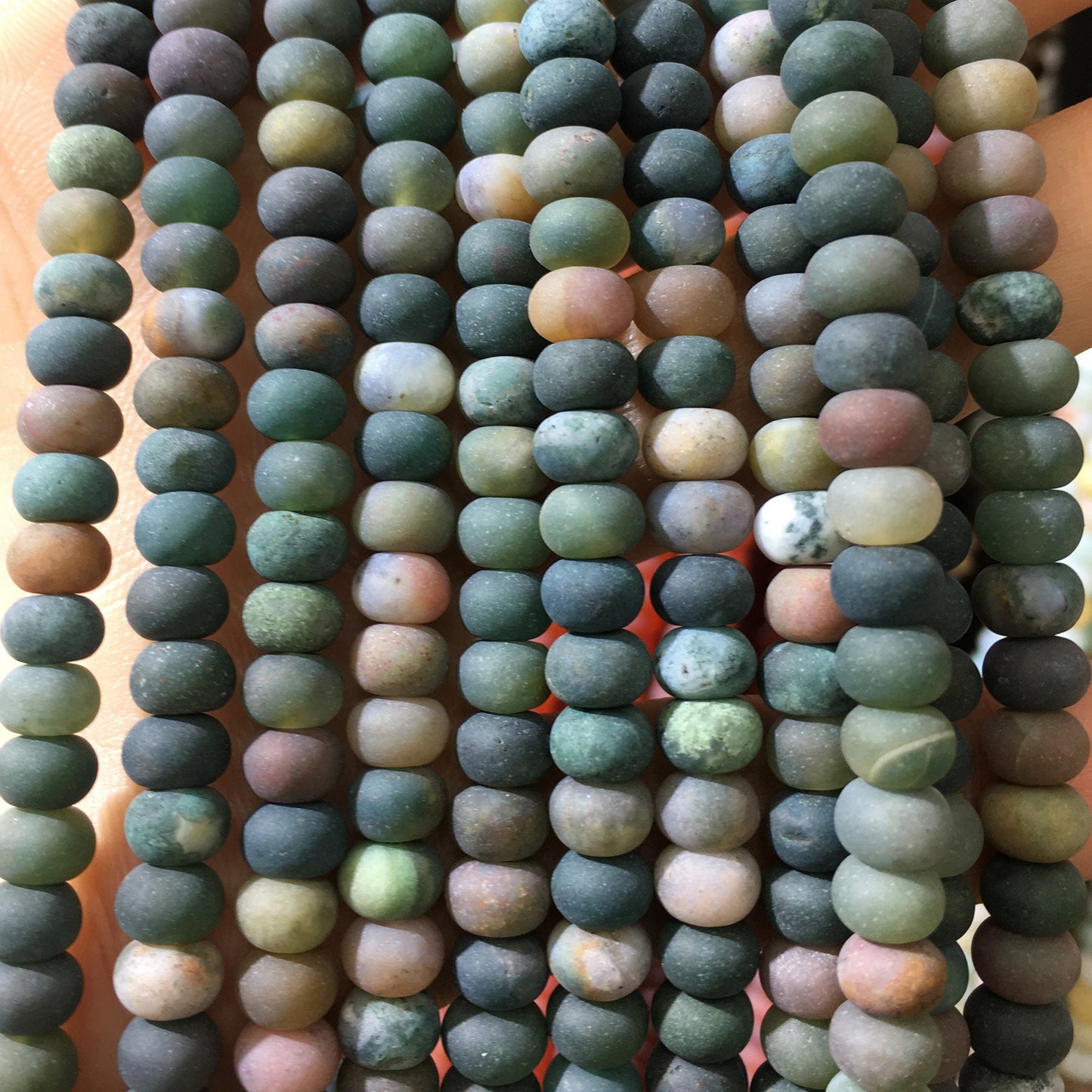 Perles en agate fantaisie mate, rondelles 4 x 6 mm, 5 x 8 mm, 38 cm