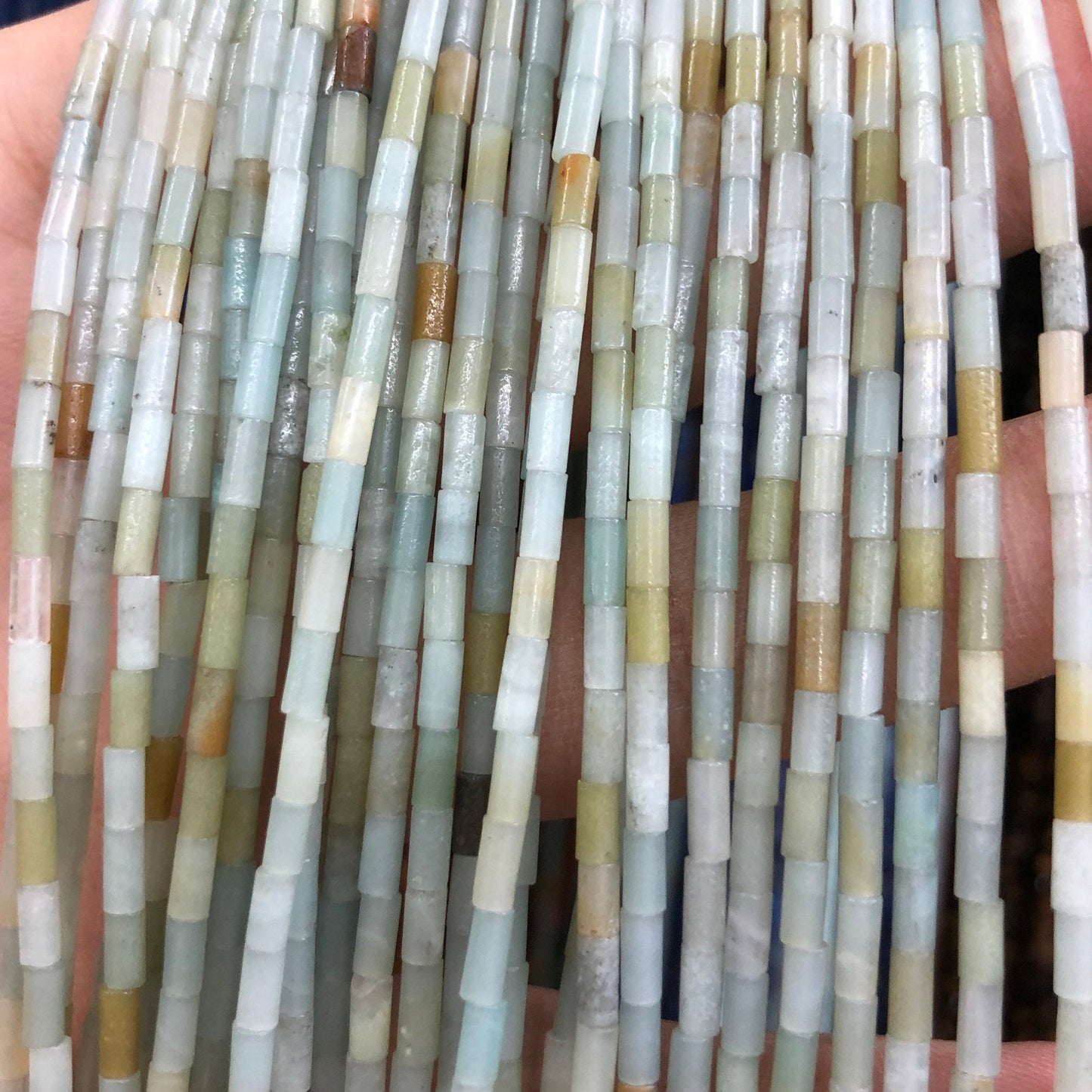 2x4mm Amazonite Tube Beads 15''