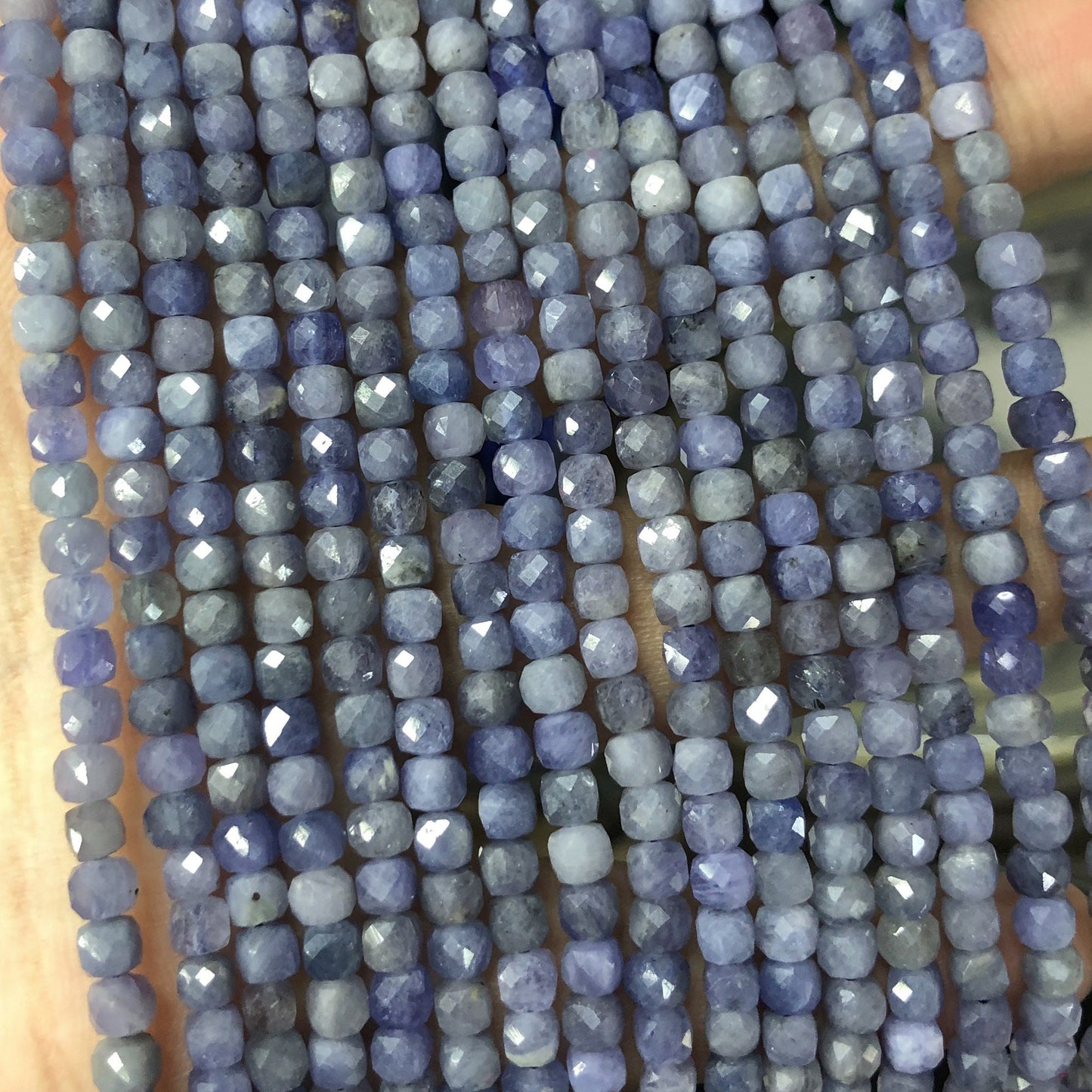 Genuine Tanzanite Cube Faceted Beads 4mm 15''