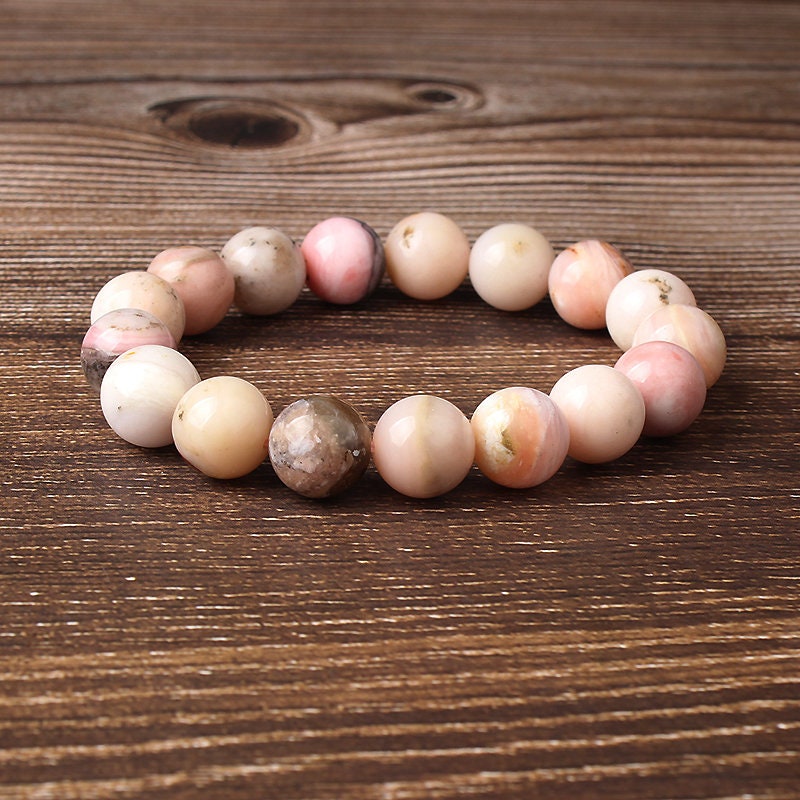 Pink Opal Beads Bracelet 8''