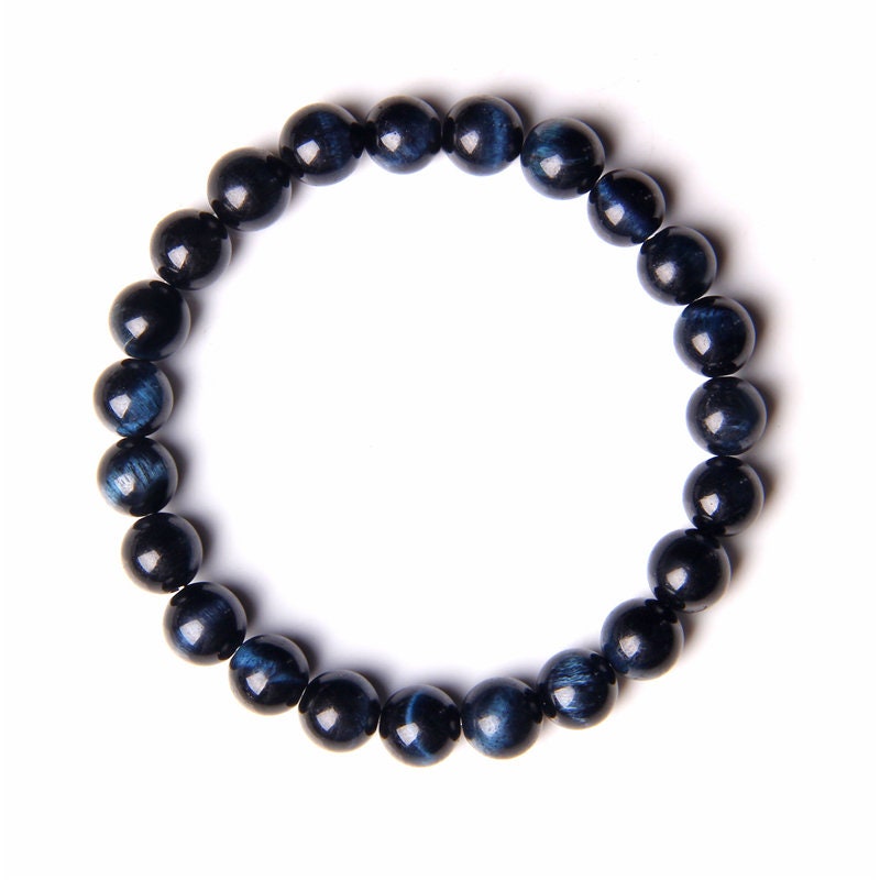 Bracelet en pierre œil de tigre bleu Lnk 8''
