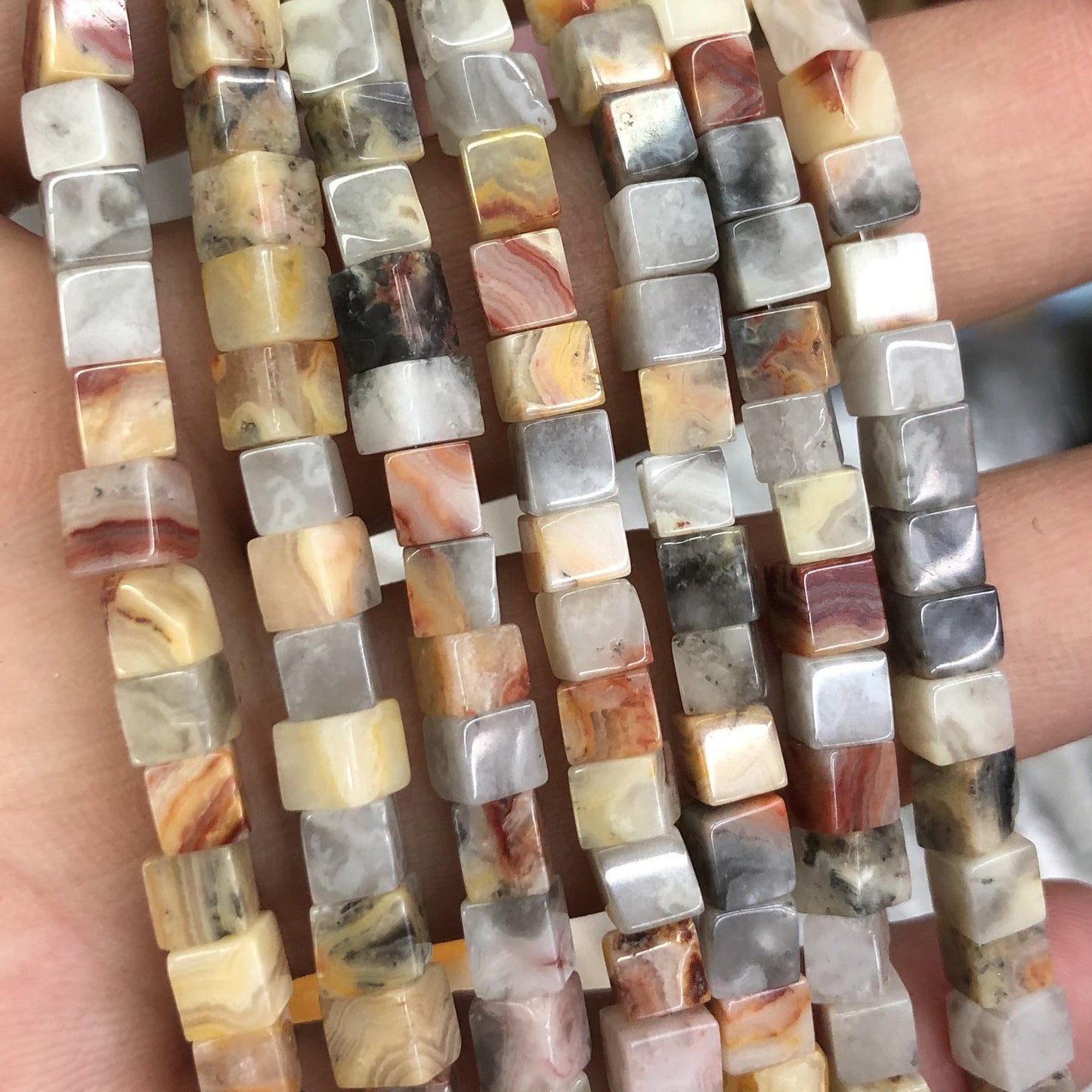 Crazy Agate Cube Beads 4mm 15''