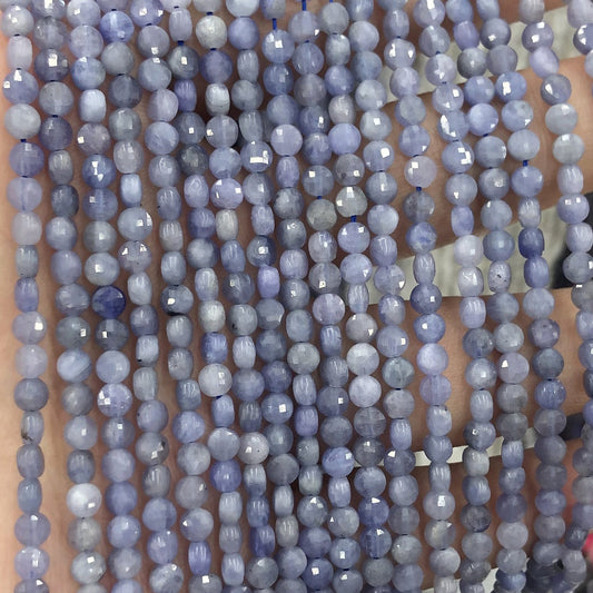 Genuine Tanzanite Coin Faceted Beads 4mm 15''
