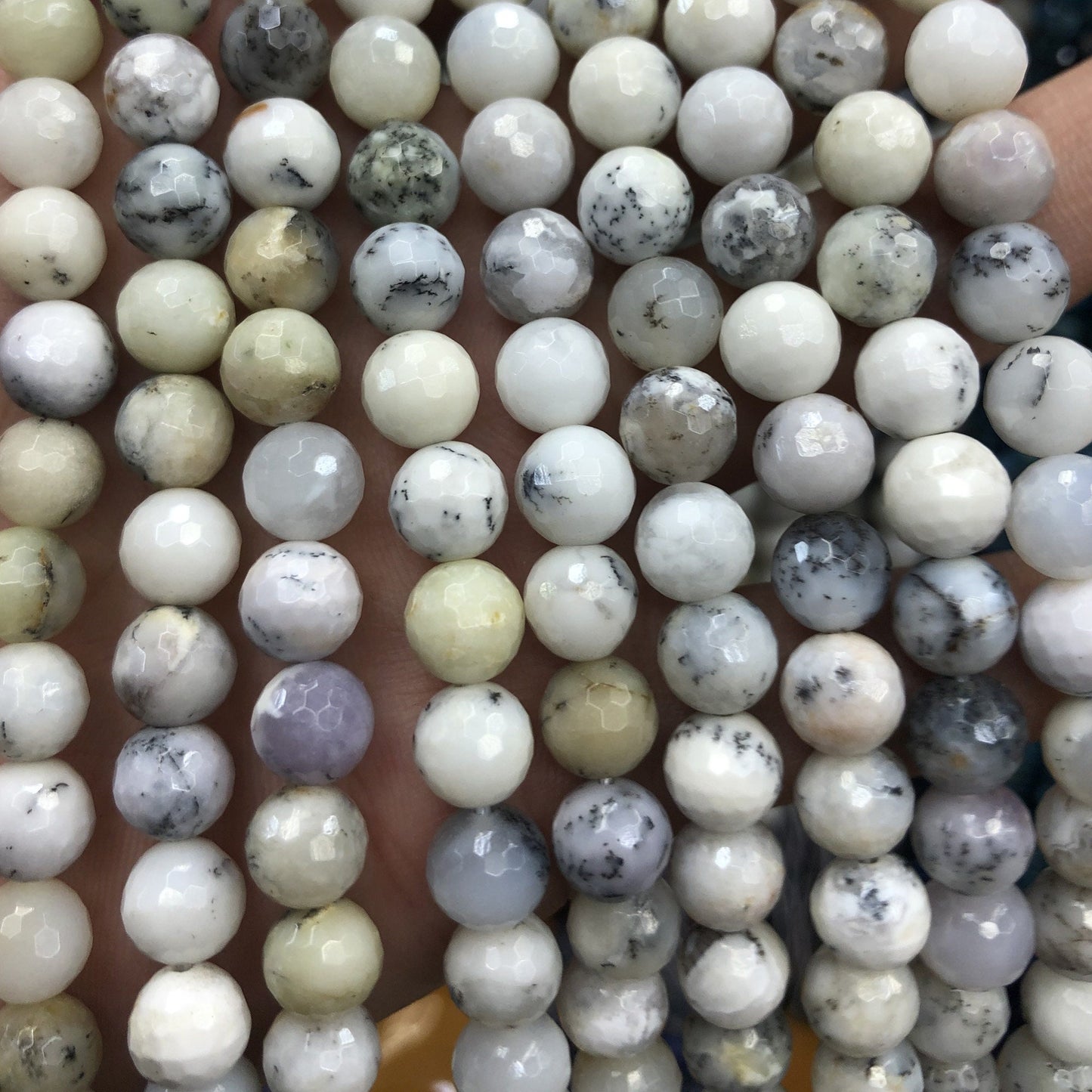 White Opal Faceted Beads 8mm 10mm 15''