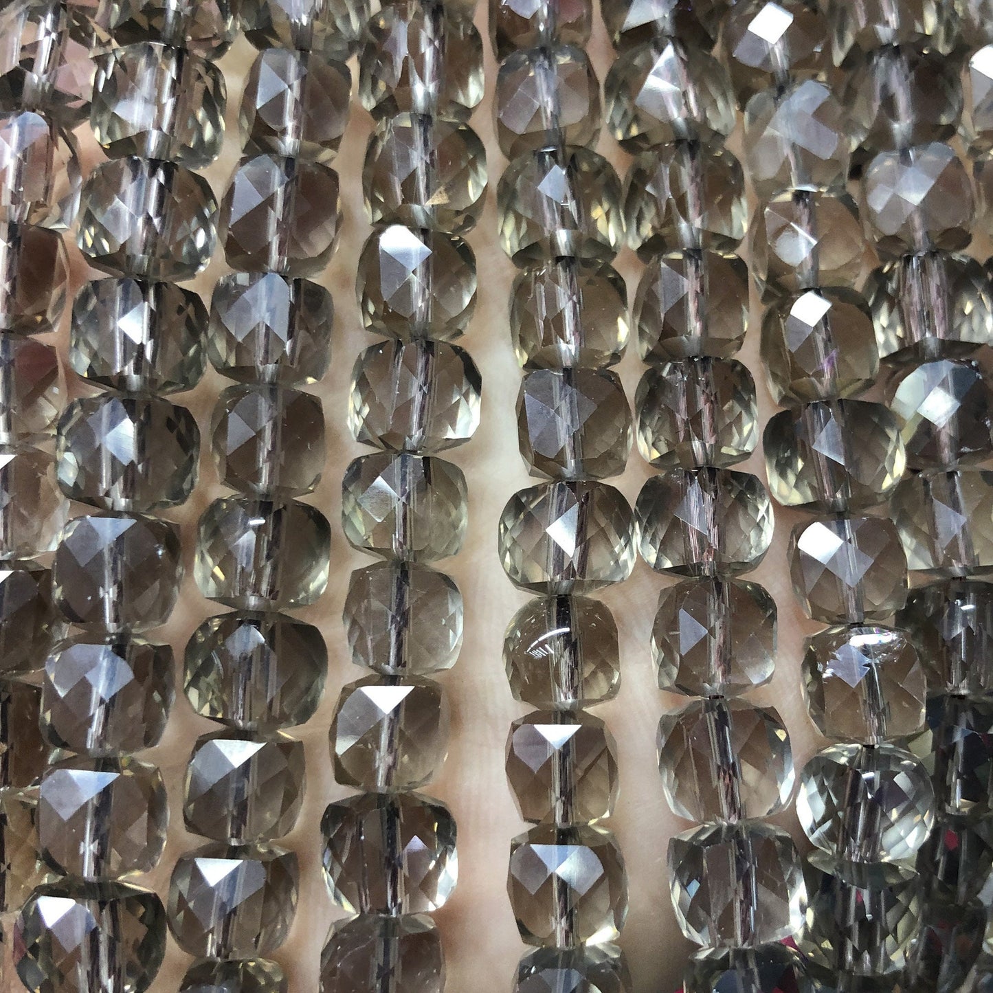 Smoky Quartz Cube Faceted Beads 8mm 15''