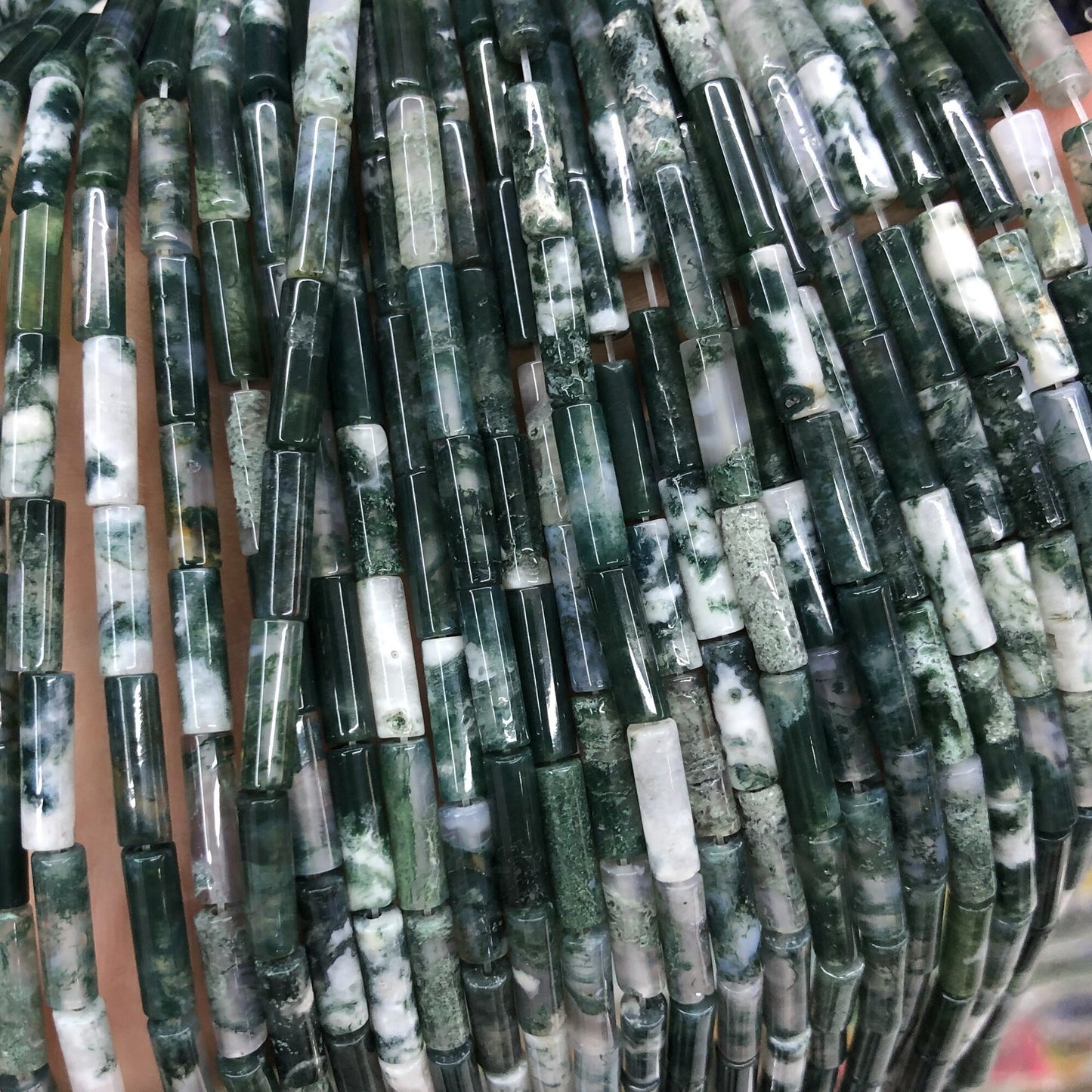 4x13mm Tree Agate Tube Beads 15''