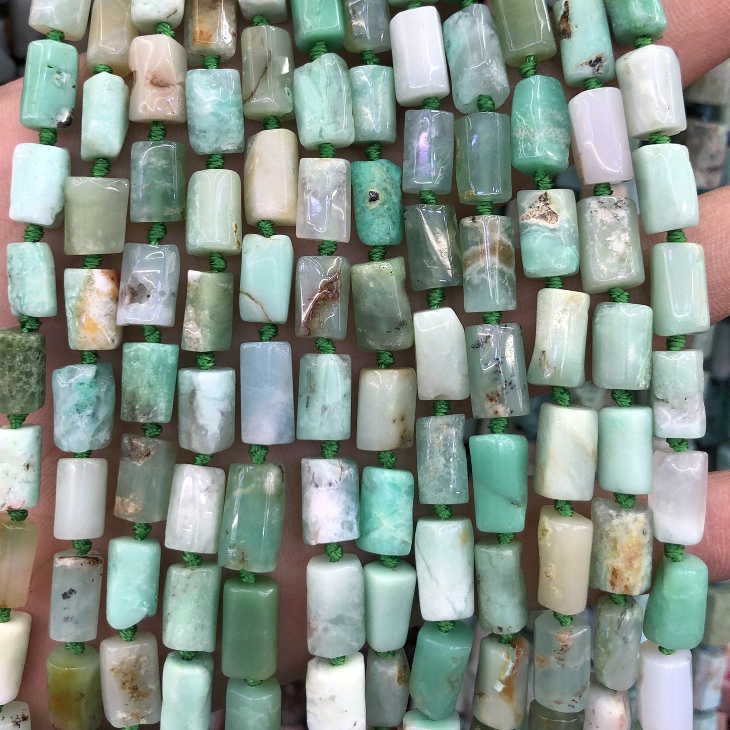 Chrysoprase Tube Beads 8-12mm 15''