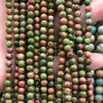 Natural Unakite Beads 4mm 6mm 8mm 10mm 12mm 15''