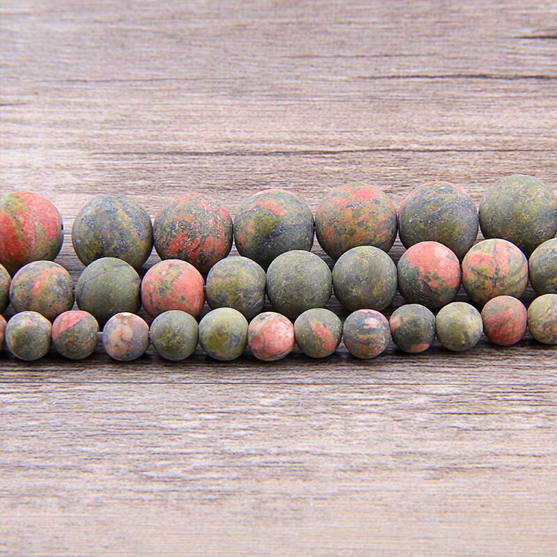Natural Unakite Matte Beads 4mm 6mm 8mm 10mm 12mm 15''