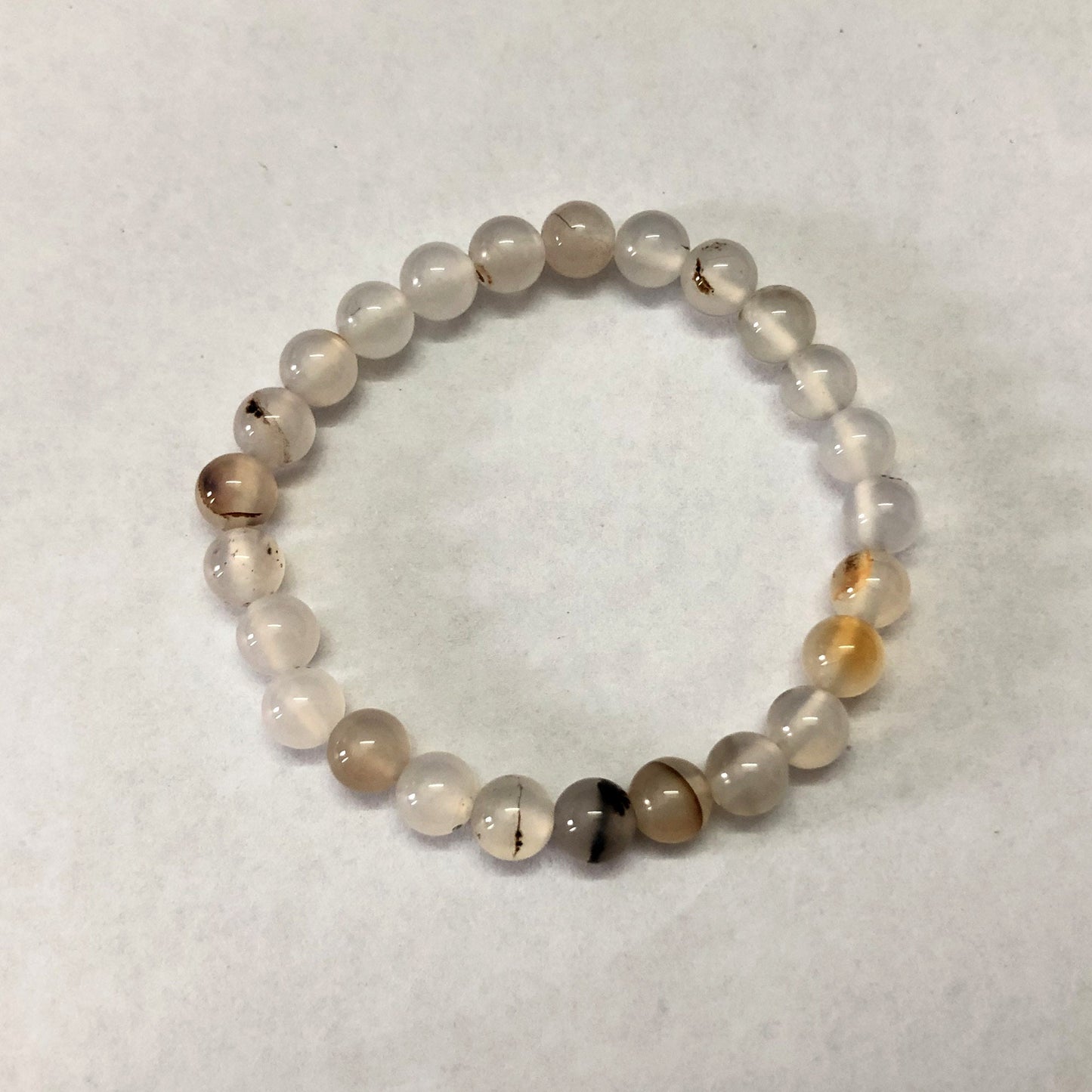 Bracelet en agate noire et blanche 8''