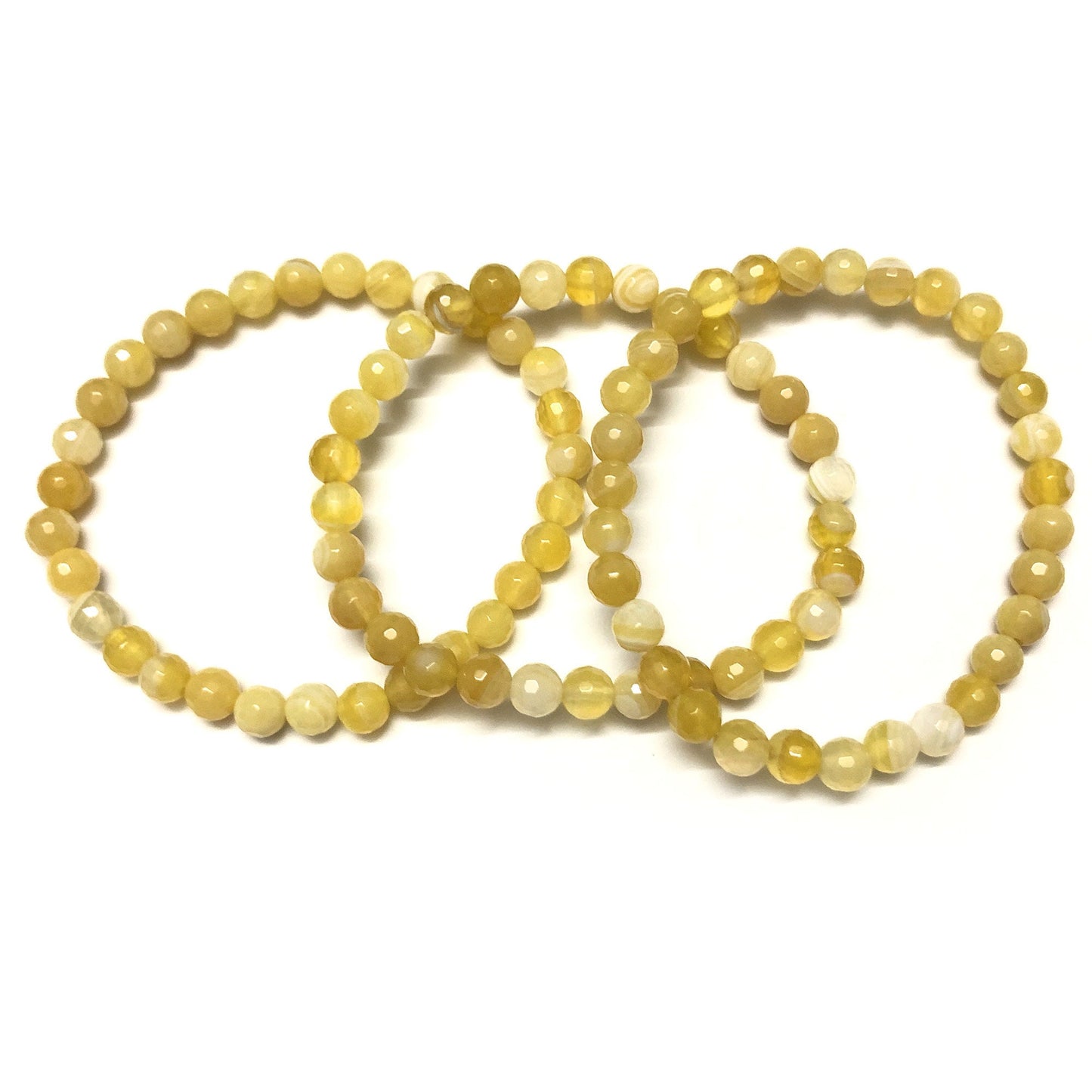 Gul Agat Beads Armbånd Faceterede Beads Armbånd 6mm 8mm 10mm 8''