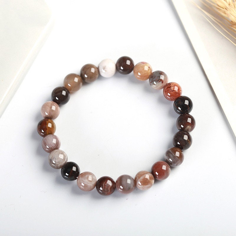 Petrified Wood Jade Armbånd Natursten Perler Armbånd 6mm 8mm 10mm 7''