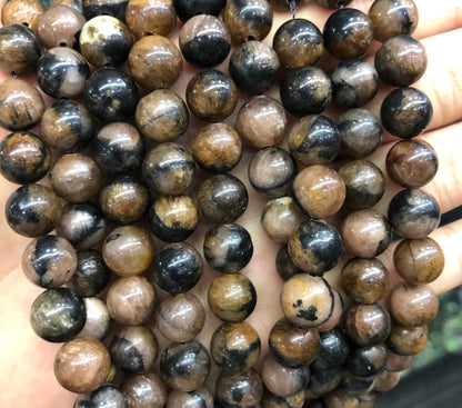 Brown Chiastolite Beads 6mm 8mm 10mm 15''