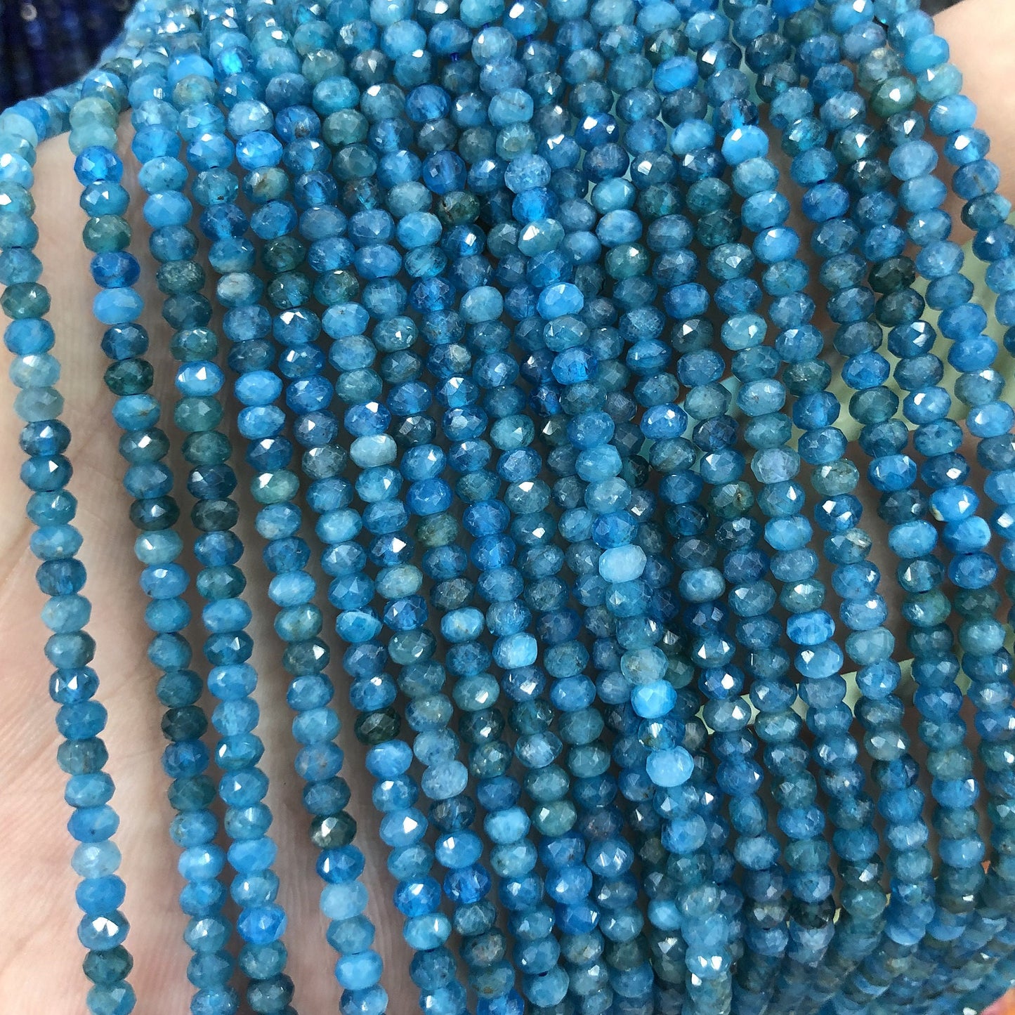 Apatite Rondelle Faceted Beads 2x3mm 2x4mm 15''