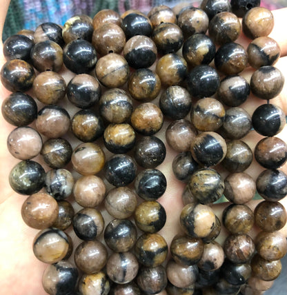Brown Chiastolite Beads 6mm 8mm 10mm 15''