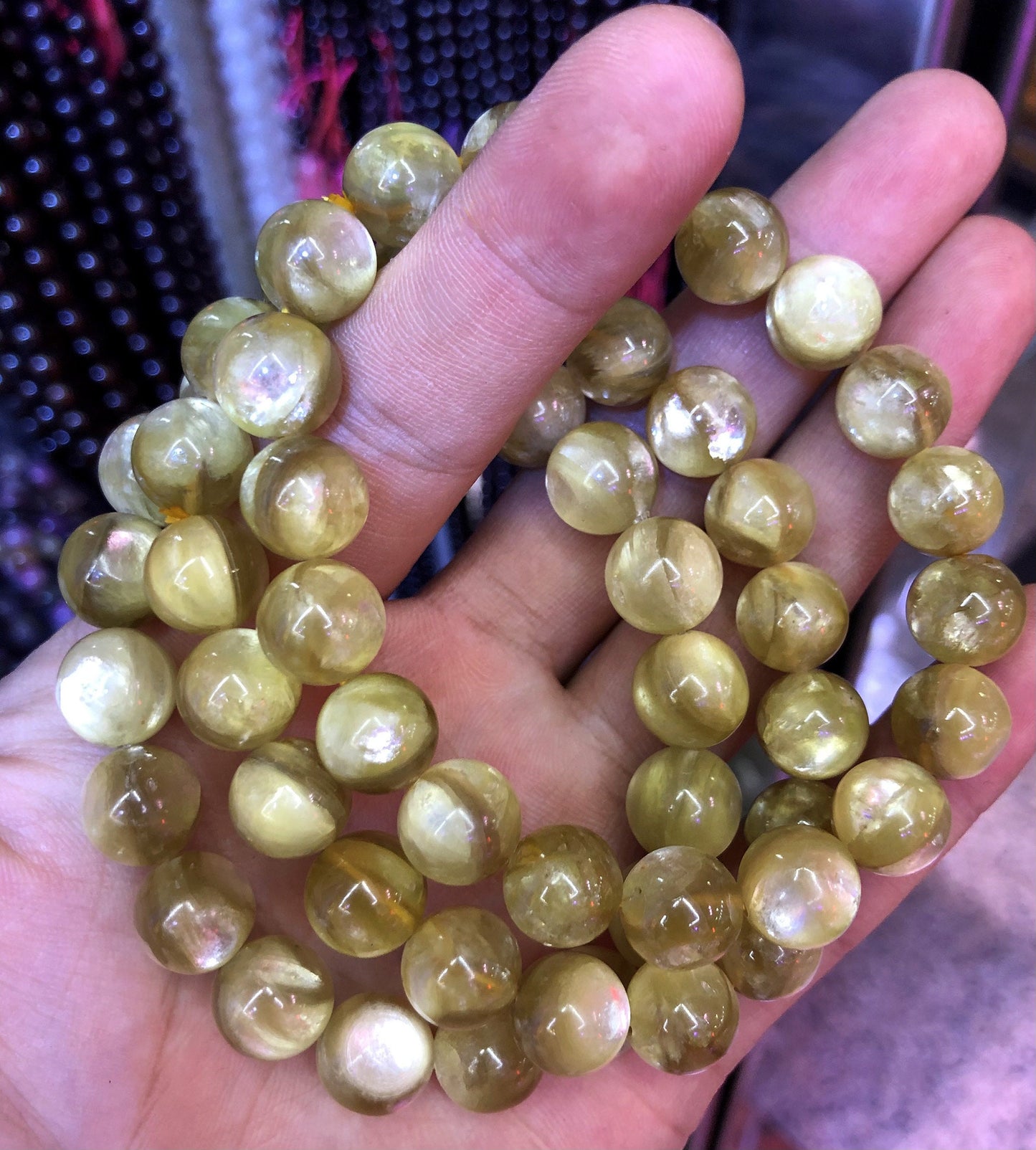 Bracelet Lépidolite Doré 7''