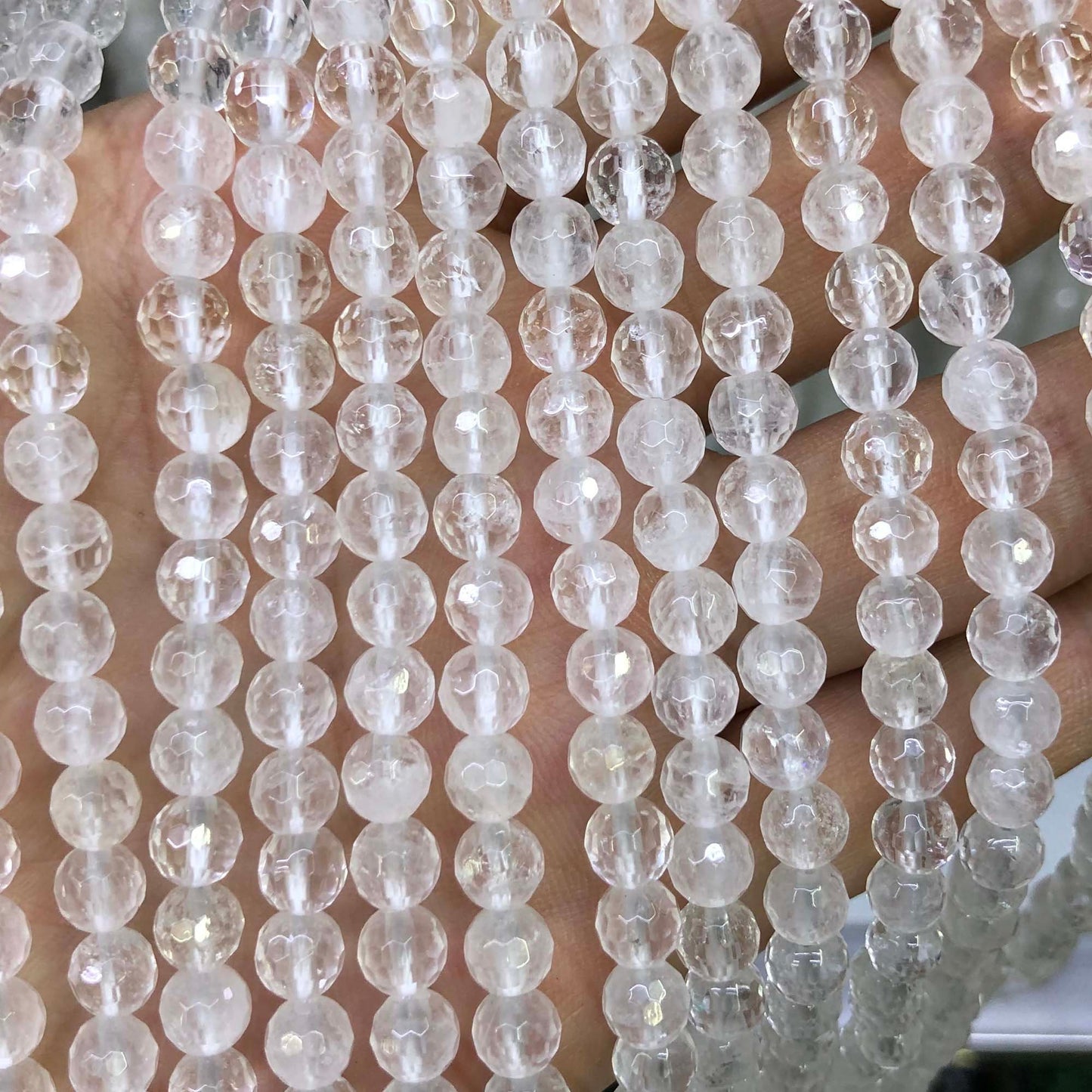White Quartz Faceted Beads 6mm 8mm 10mm 15''