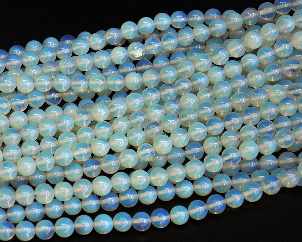 Perles d'opale bleue 4 mm 6 mm 8 mm 10 mm 12 mm 15''