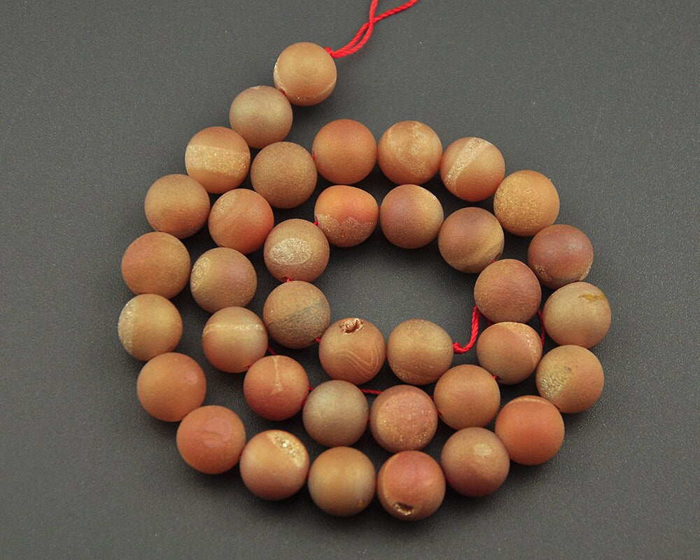 Orange Druzy Agate 6mm 8mm 10mm 12mm 14mm