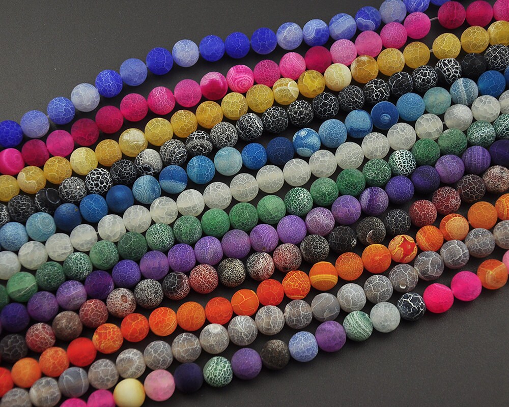 Sort frostet agat, naturlig ædelsten, rund mat, løs sten 6 mm 8 mm 10 mm 12 mm 15'' strand