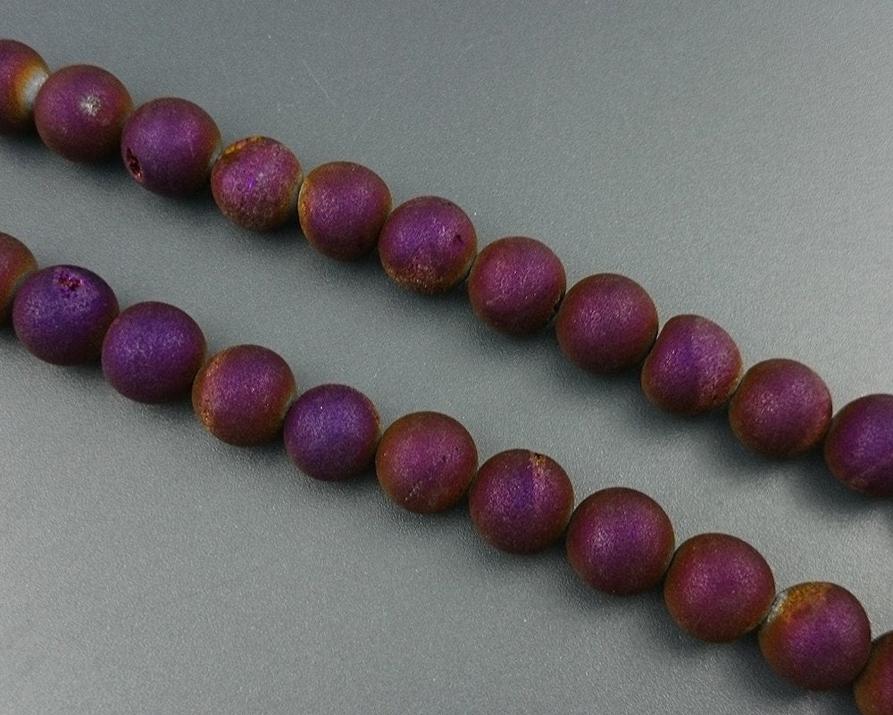 Purple Druzy Agate 6mm 8mm 10mm 12mm 14mm