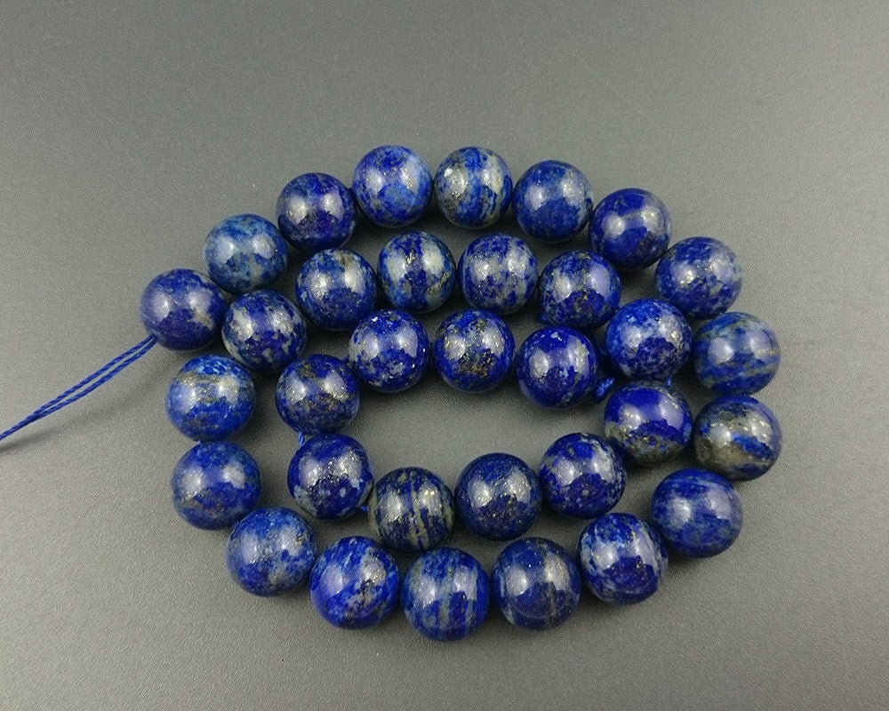 Perles de lapis-lazuli en pierre véritable de 4 mm, 6 mm, 8 mm, 10 mm, 12 mm, 14 mm, 15 pouces