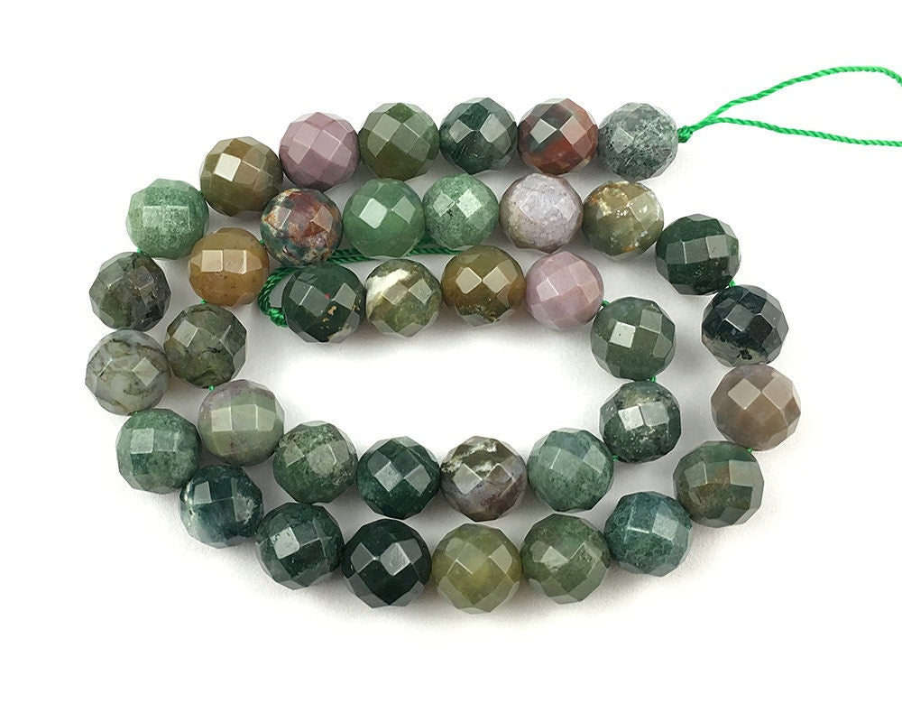 Indisk agat facetteret, naturlig ædelsten, rund sten 4mm 6mm 8mm 10mm 12mm 15''