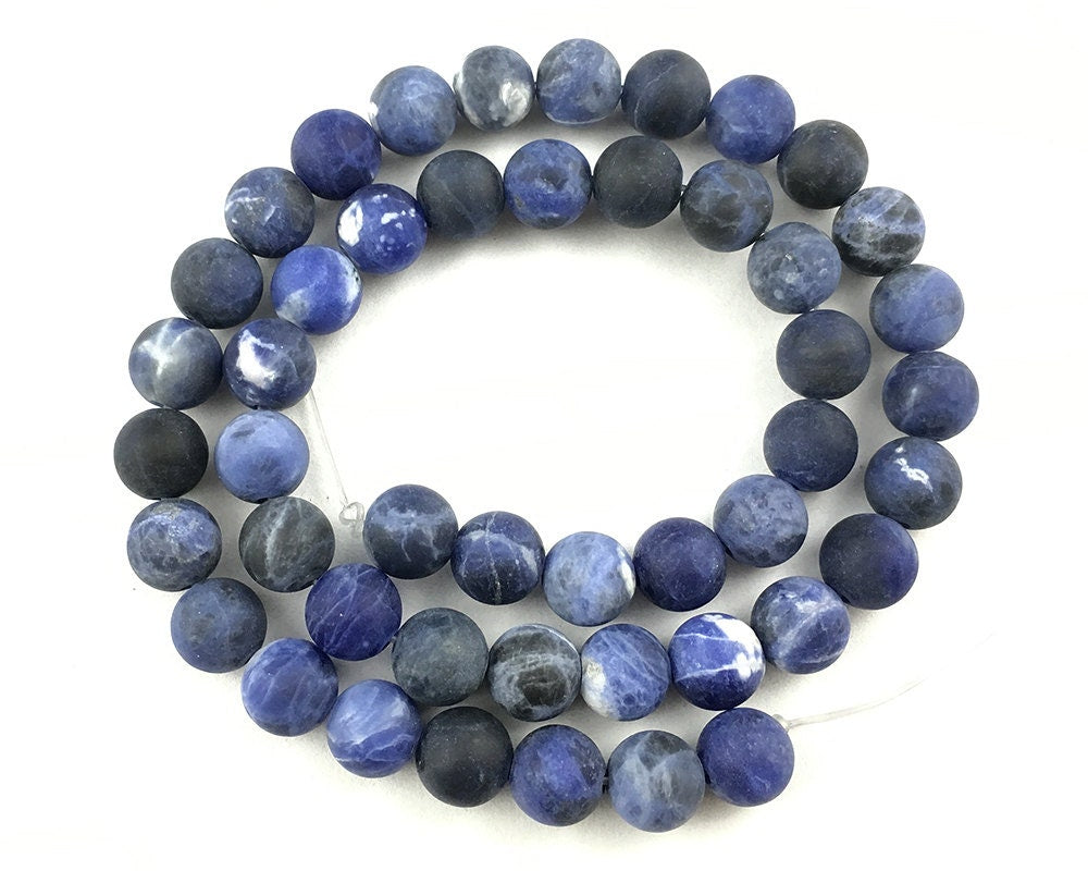 Perles de sodalite mates, pierres précieuses naturelles, 4 mm, 6 mm, 8 mm, 10 mm, 12 mm, 15 pouces