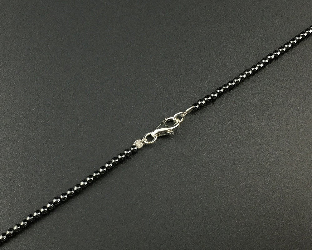 Collier en pierre d'hématite Fermoir en argent 925 2 mm 3 mm 4 mm 30'' 40''