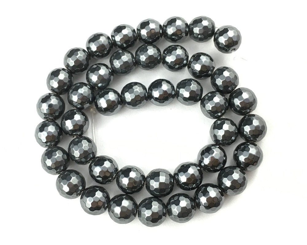 Hématite à facettes 2 mm 3 mm 4 mm 6 mm 8 mm 10 mm 15''