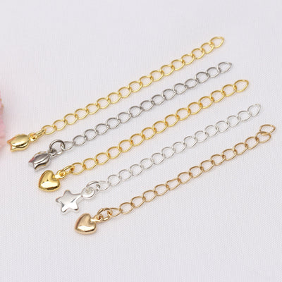 18K Gold Silver Plated Tail Chain Extension Chain 10pcs