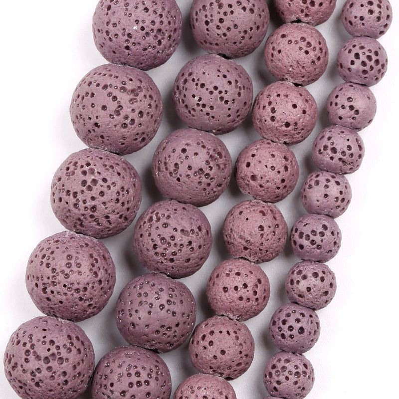 Perles de lave marron 6 mm 8 mm 10 mm 12 mm 15''