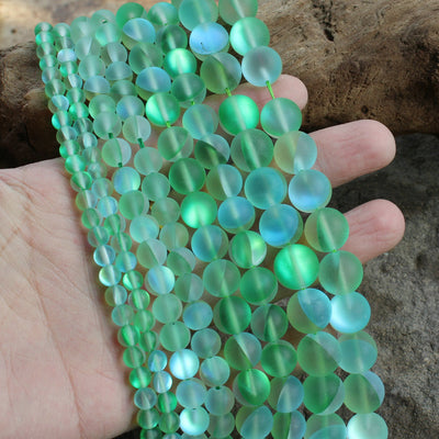 Green Glass Matte Beads 6mm 8mm 10mm 12mm 15''