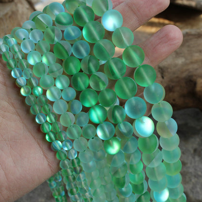 Green Glass Matte Beads 6mm 8mm 10mm 12mm 15''