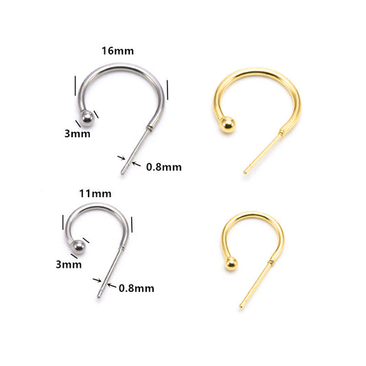 Stainless Steel Ear Hooks Ear Pins for DIY Jewelry 20pcs