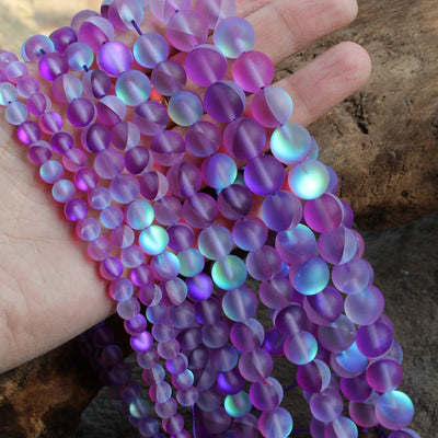 Purple Glass Matte Beads 6mm 8mm 10mm 12mm 15''