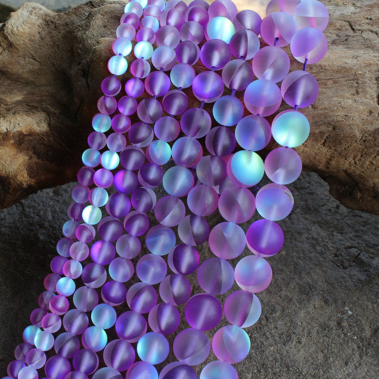 Purple Glass Matte Beads 6mm 8mm 10mm 12mm 15''