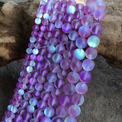 Purple Glass Matte Beads 6mm 8mm 10mm 12mm 15''