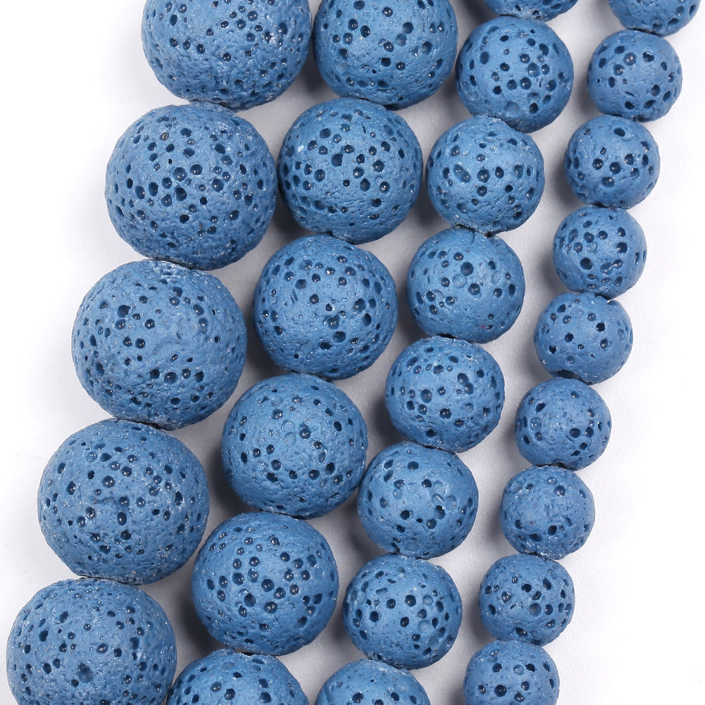 Perles de lave bleues 6 mm 8 mm 10 mm 12 mm 15''